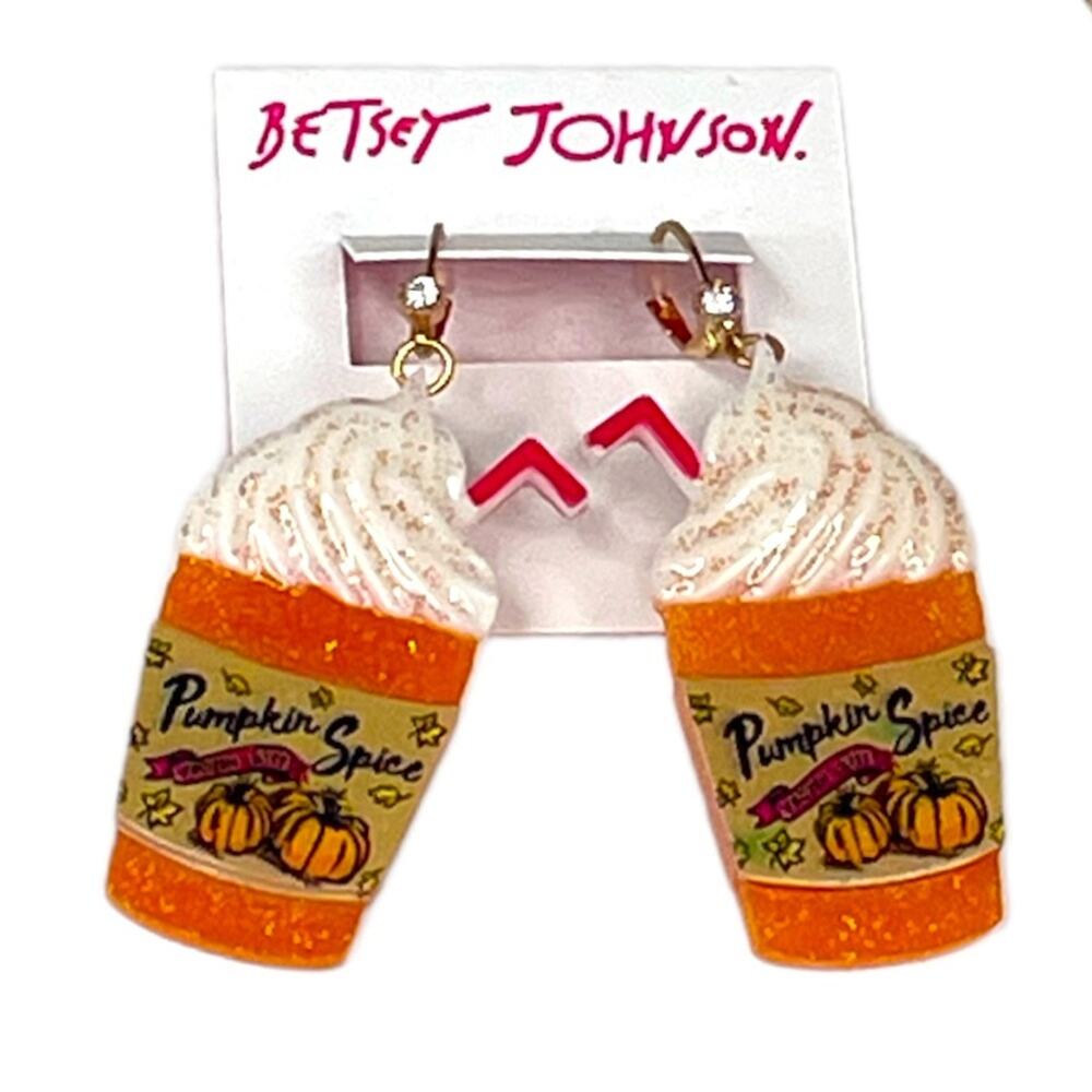 Betsey Johnson Pumpkin Spice Frozen Latte Earrings
Orange White